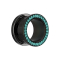 Flesh tunnel black with turquoise crystal and epoxy protective layer
