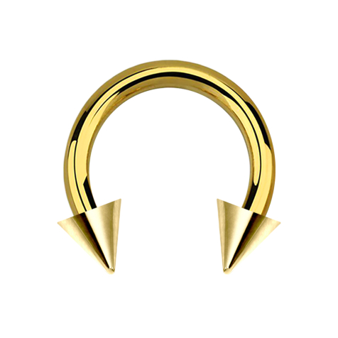 Circular barbell gold-plated internal thread with two cones