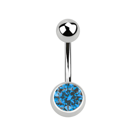 Banana silver with ball and ball crystal light blue