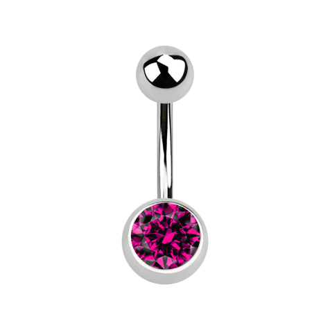 Banana silver with ball and ball crystal fuchsia