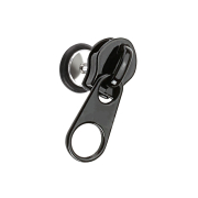 Faux plug zippé noir avec inscription "Kiss