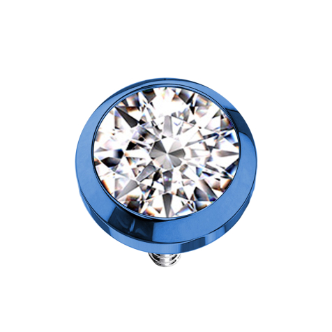 Dermal Anchor dunkelblau mit Kristall silber