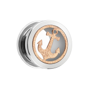 Flesh Tunnel argenté avec ancre pailletée...