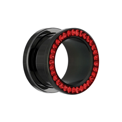 Flesh tunnel black with crystal red and epoxy protective layer