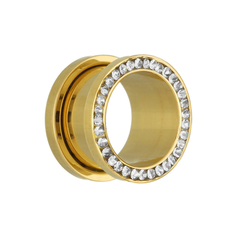 Flesh Tunnel placcato oro con cristallo argento