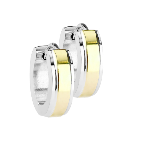 Folding earring silver with thin golden stripe