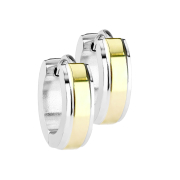 Folding earring silver with thin golden stripe