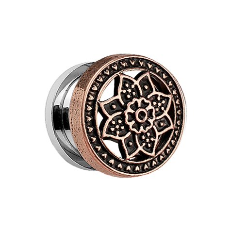 Flesh Tunnel avec fleur de lotus bronze