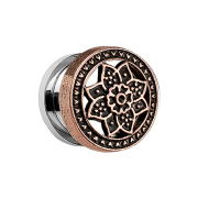 Flesh Tunnel avec fleur de lotus bronze