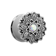 Flared Plug Lotusblume mit Opal Kugel