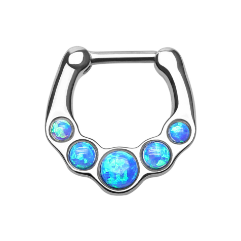 Setto con cinque sfere di opale blu