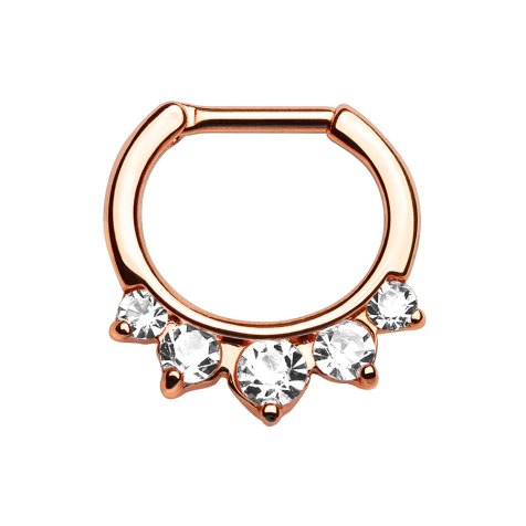 Septum avec cinq cristaux argentés or rose