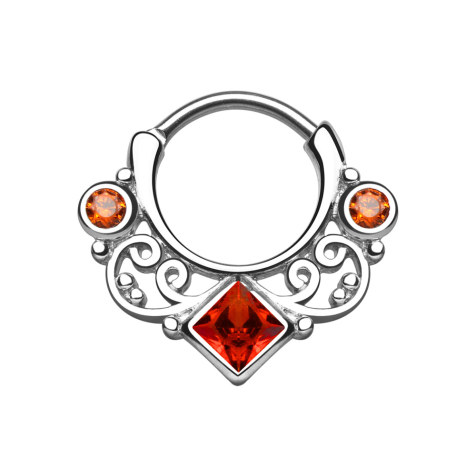 Septum avec deux cristaux ronds et un grand cristal carré rouge