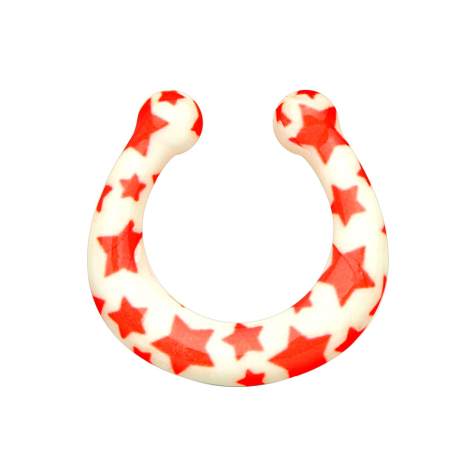 Fake Septum weiss mit roten Sternen