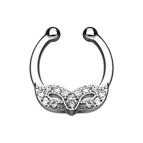 Faux septum avec masque de bal costumé argenté