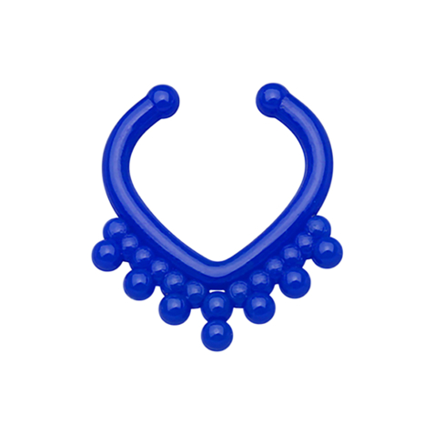 Fake septum with ball in triangular shape dark blue