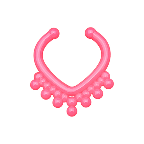 Faux septum avec boule en forme de triangle rose