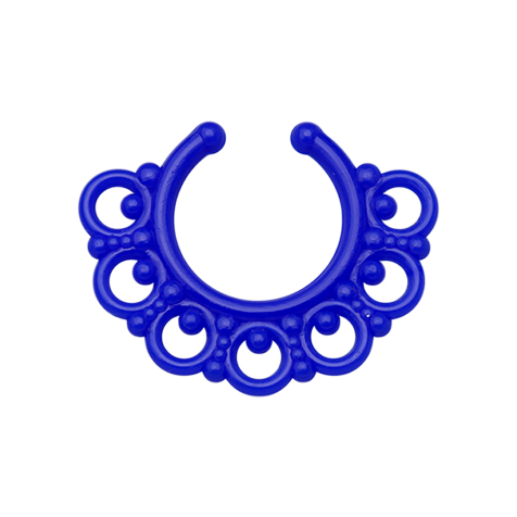 Faux septum tribal avec des boules bleu foncé