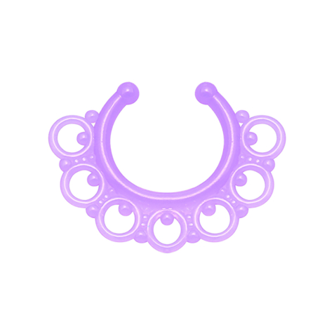 Faux septum tribal avec des boules violettes "Glow