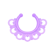 Faux septum tribal avec des boules violettes "Glow