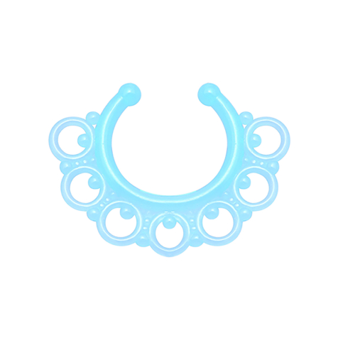 Faux septum tribal avec des boules bleues "Glow