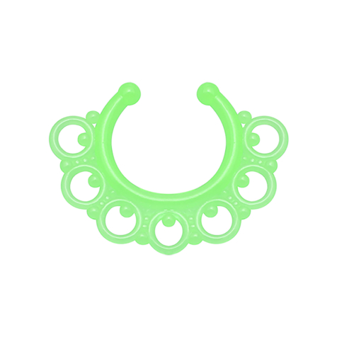 Faux septum tribal avec des boules vertes "Glow