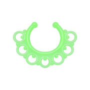Faux septum tribal avec des boules vertes "Glow