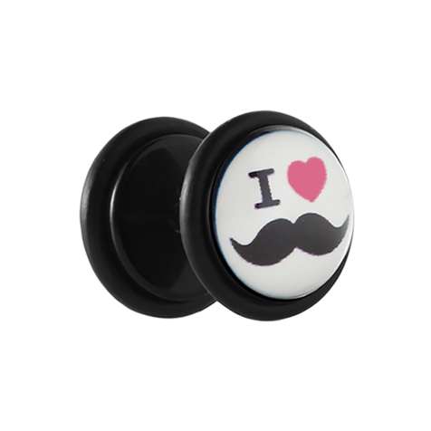Fake plug black with i love moustache