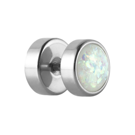 Fake Plug argenté avec paillettes opalescentes blanches