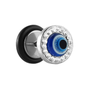 Fake Plug argenté avec oeil et cristaux