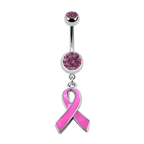 Silver banana with two crystal balls and pink bow