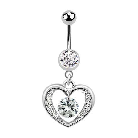 Banana dargento con cuore di cristallo dargento