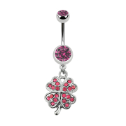 Banane argent avec pendentif trèfle rose