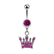 Banane argent avec pendentif couronne fuchsia
