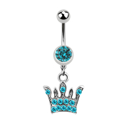 Banane argent avec pendentif couronne aqua