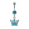 Banane argent avec pendentif couronne aqua