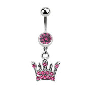 Banane argent avec pendentif couronne rose