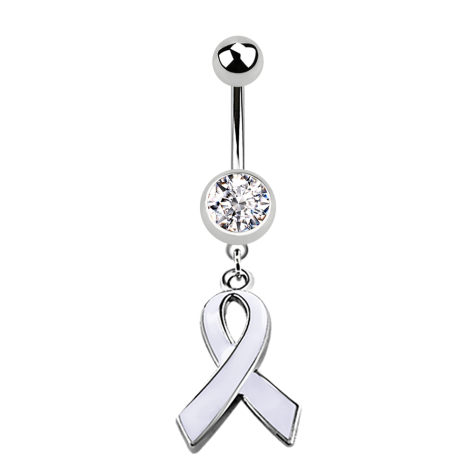 Silver banana with two crystal balls and white bow