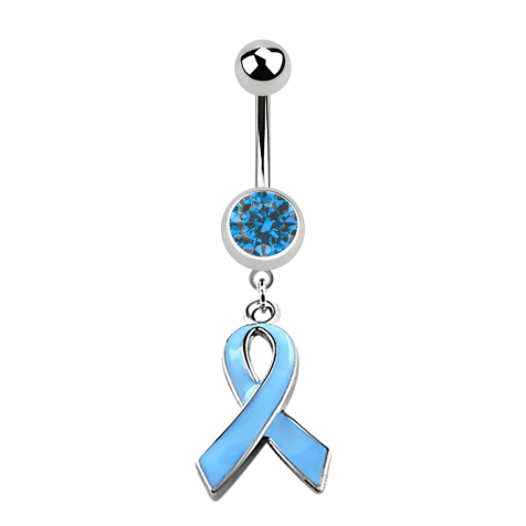 Silver banana with two crystal balls and light blue bow