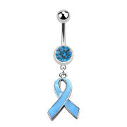 Silver banana with two crystal balls and light blue bow