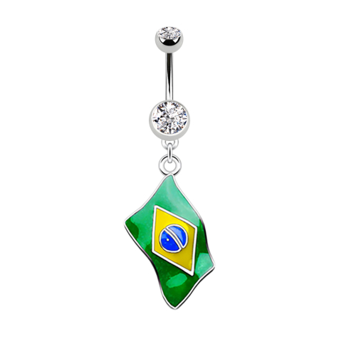 Banana silver with Brazil flag pendant