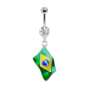 Banana silver with Brazil flag pendant