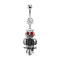 Banane argent avec pendentif hibou rouge et noir