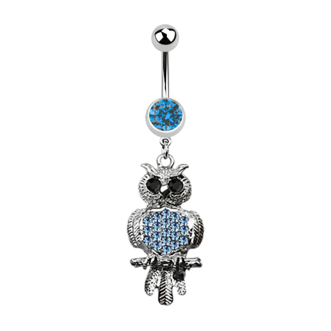 Banana silver with pendant owl black and light blue