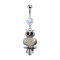 Banane argent avec pendentif hibou noir et multicolore