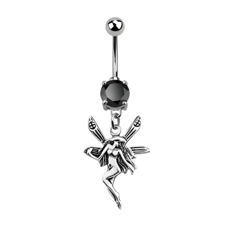 Banana in argento con ciondolo a forma di fata nera