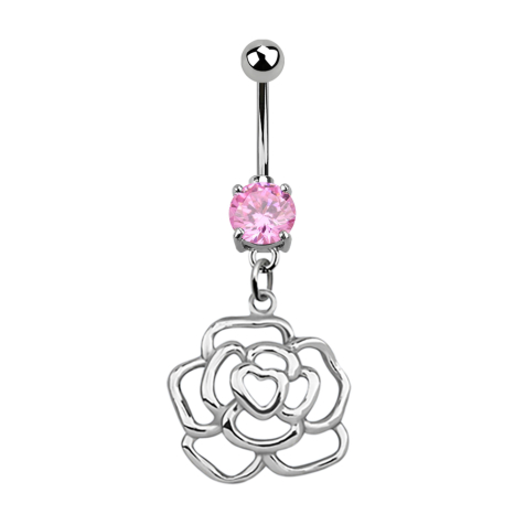 Banane argent avec pendentif rose rose