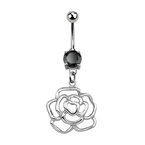 Banana argento con ciondolo rosa nero