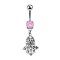 Banane argent avec pendentif hamsa rose