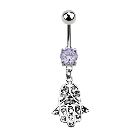 Banana silver with hamsa pendant lavender